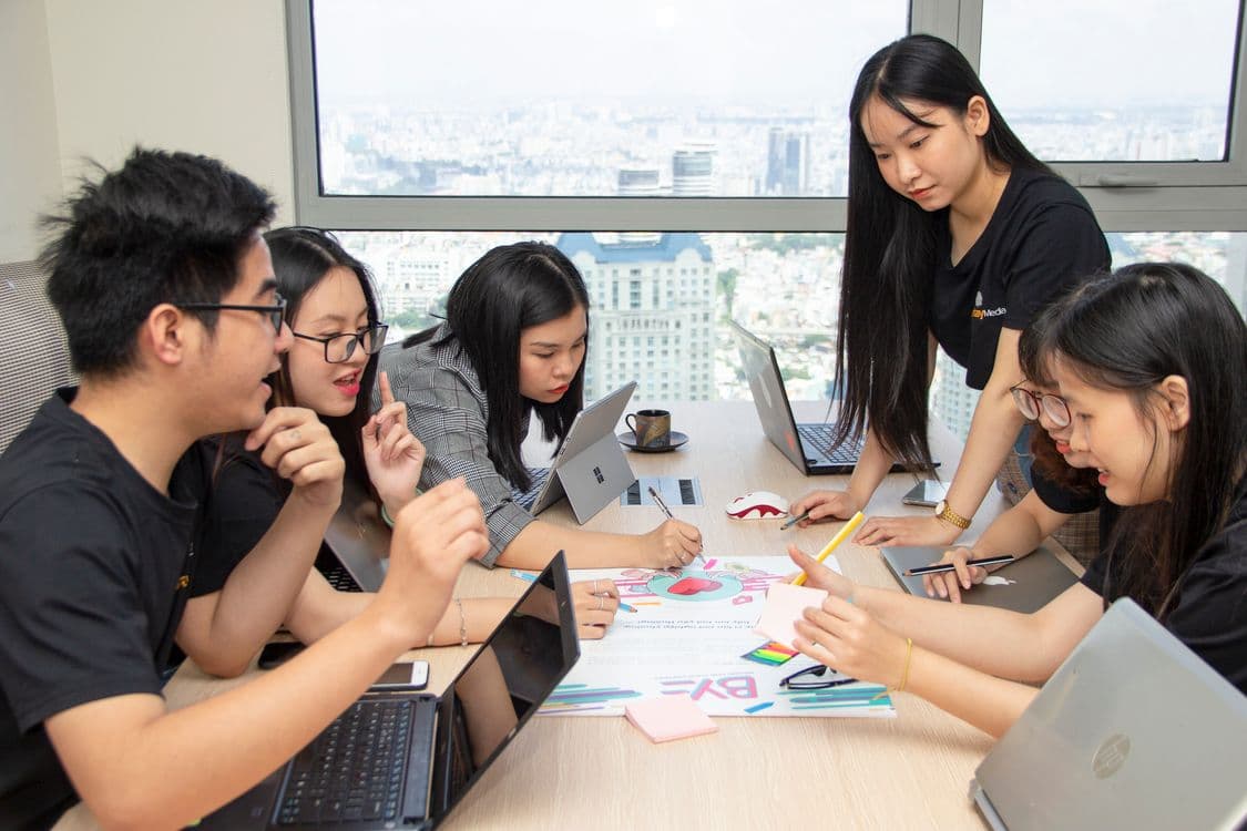 Vietnam technology team working on AI training data collection program in Hanoi office