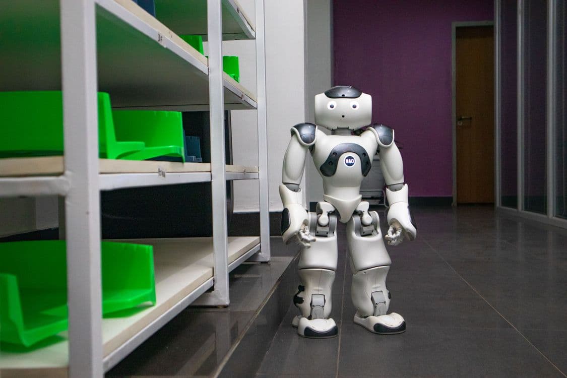 Humanoid robot in modern laboratory environment - representing enterprise humanoid robot training data collection cost benchmarks