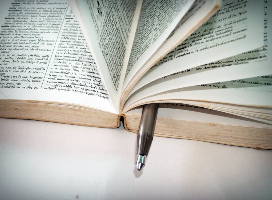 Open dictionary close-up – representing NLP data annotation work for text, NER, sentiment, and intent labelling